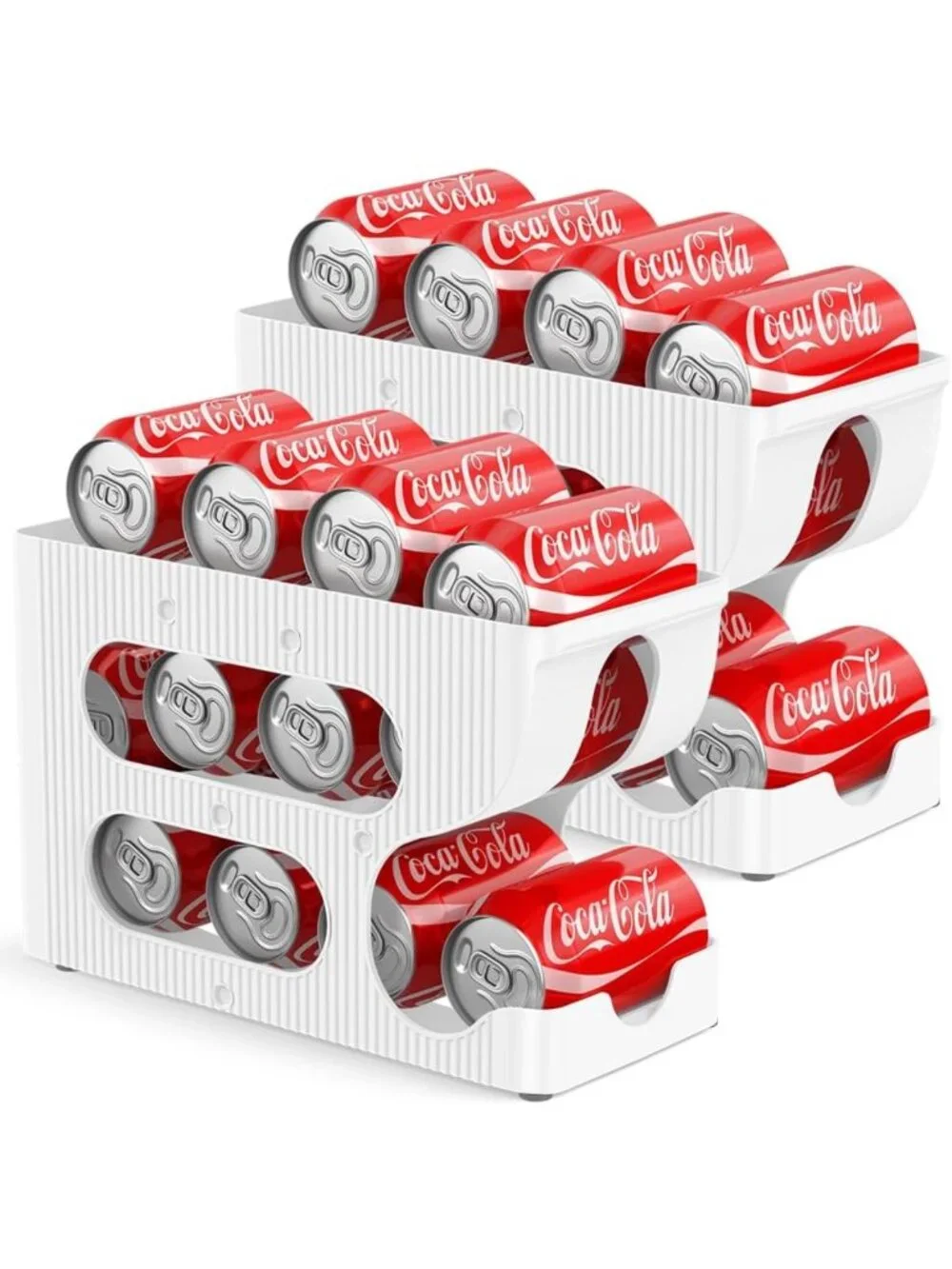 Space-Saving Soda Can Organizer 2-Pack | Automatic Rolling Drink Dispenser for